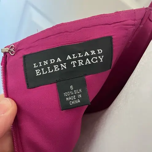 Ellen Tracy Vintage Magenta 100% Silk 2 Piece Suit Size 6