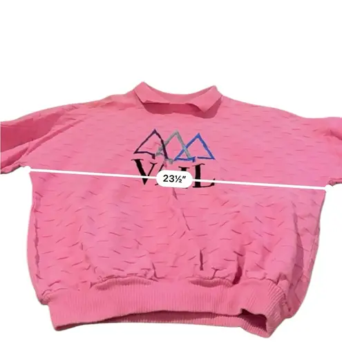 Vintage Wek The World Vail Pink Textured Long Sleeve Pullover Sweater Sz L Size L