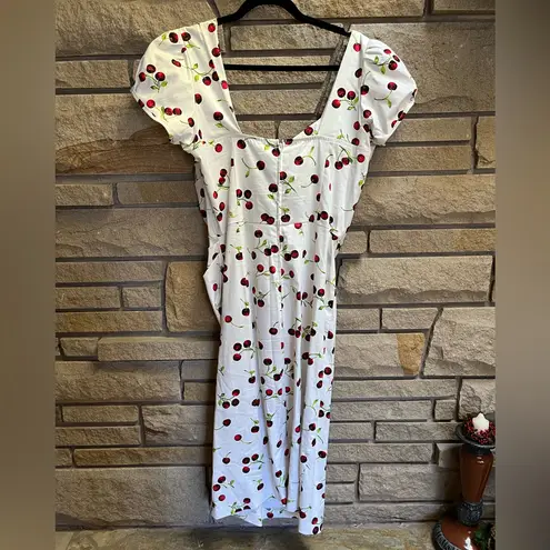 Stop Staring! Retro Pinup Wiggle Dress White Cherry Print 14