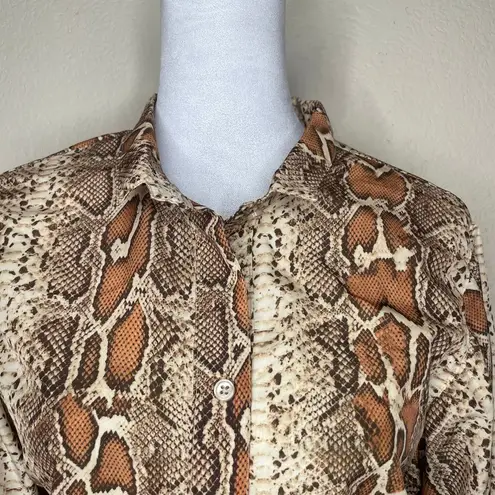 Catherine Malandrino Animal Print Button Down Long Sleeve Collared Blouse XS