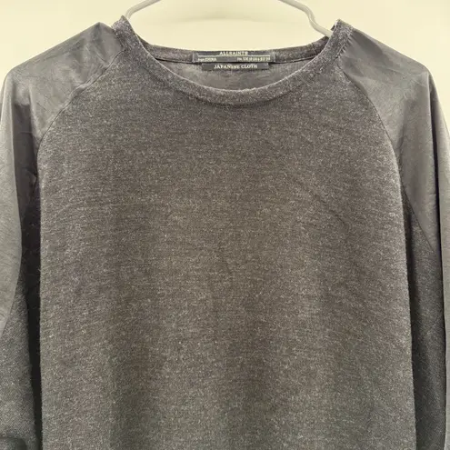 All Saints Black Mixed Media Merino Wool Long Sleeve Top Sz 6