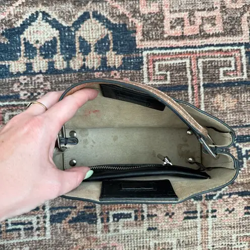 Flynn Rose Gold Metallic Textured Leather Mini Handbag Pink