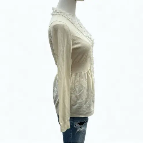 Rebecca Taylor Wool Blend Braided Trim Frizz Collar Cardigan Sweater S - Image 2