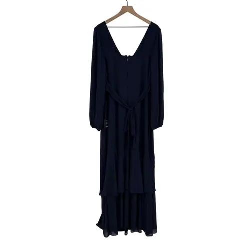 Lulus Tier Elegance Navy Long Sleeve Tiered Maxi Dress Size 2X Blue