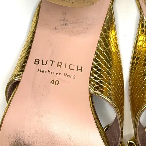 Butrich Bow Slide Pump in Gold Embossed Snake Size 40 (fits like an 8.5/9)