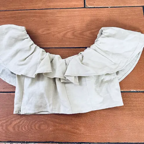 ZARA ecru linen blend ruffle top size XS