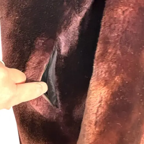 Vintage 50s Rifkens Dark Brown Mink Fur Coat Satin Lined Mid Century Medium