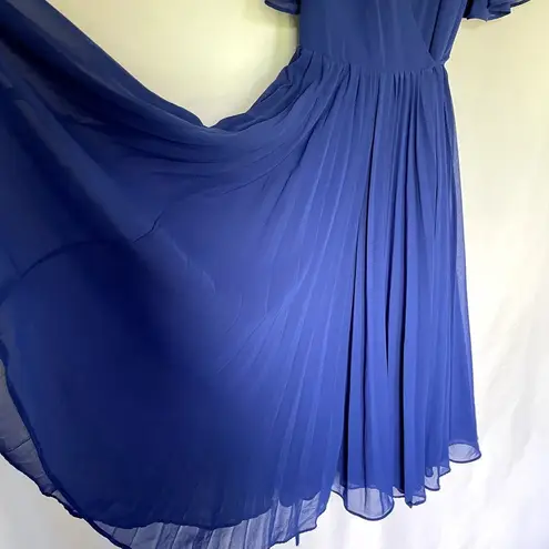 Lulus royal blue midi length wraparound dress v
