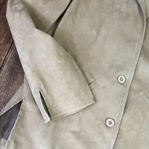 Women's vintage suede like blazer Jacket camel colored lightweight Tan Size 10