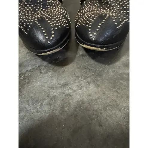 Bashafari Leather studs Ankle shoes Cowboy Boots Metallic black Gold size 39 (8)