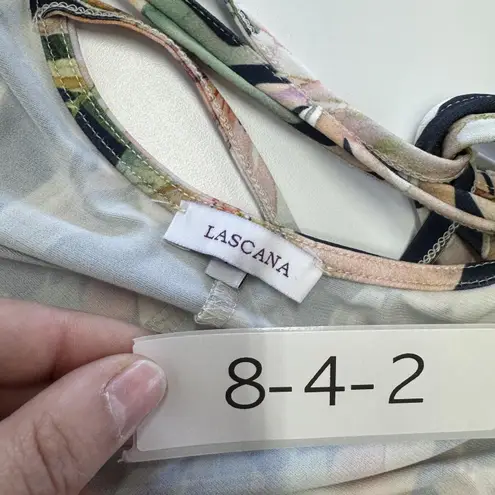 LASCANA Dress Womens 8 Navy Blue Floral Strappy Crisscross Back A