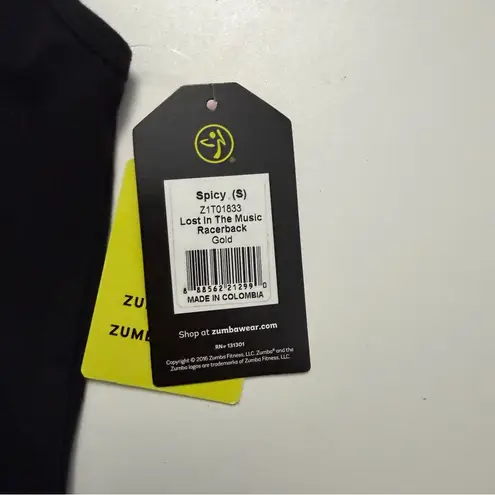 Zumba Wear Zumba Tank Top Racerback Graphic Lost In The Music Exercise Fitness Black Gold