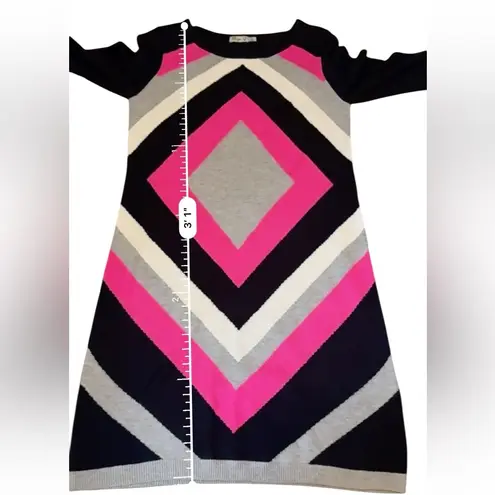 Eliza J NWT Geometric Sweater Dress Pink Gray Long Sleeve Women’s Size Medium