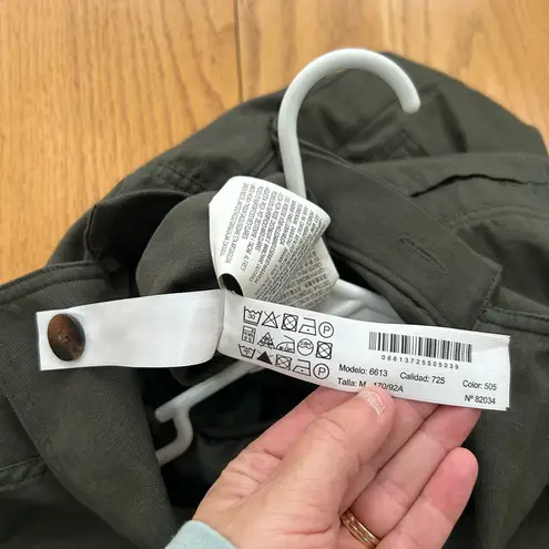 Massimo Dutti Women’s Utility Jumpsuit With Belt Khaki Size Medium Long Sleeves