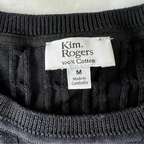 kim rogers Sweater Women’s size medium Black cable knit Pullover 100% cotton