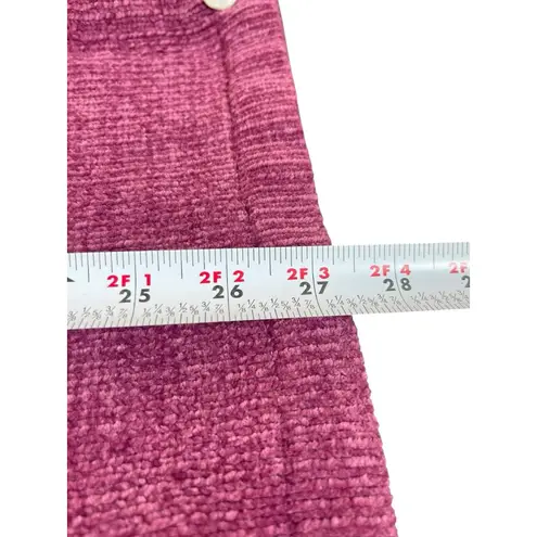 VTG 90s Denim & Co Mauve Pink Chenille Button Front Collared Cardigan Sweater S