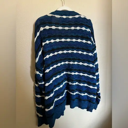 American Vintage Vintage Chunky Tundra Knit Cardigan Sweater Sz Large Oversized in‎ Blue
