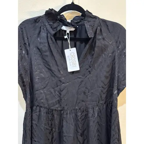 CROSBY by Mollie Burch Watts Black Midi Dress Size Medium retail $292 Ruffle - Image 3