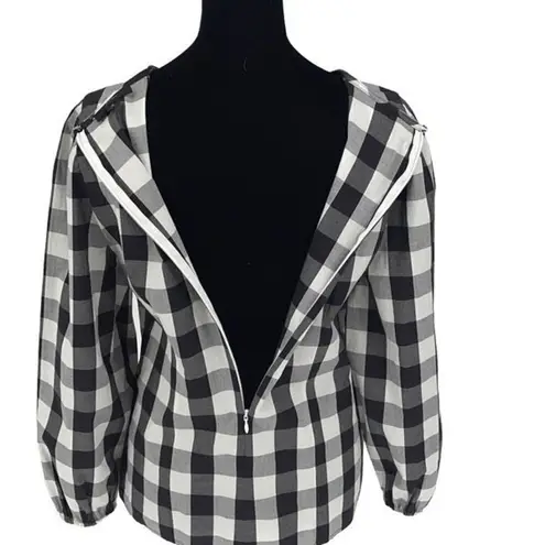 J. Crew Womens Puff Sleeve Oversized Gingham Top Black & White Size 6