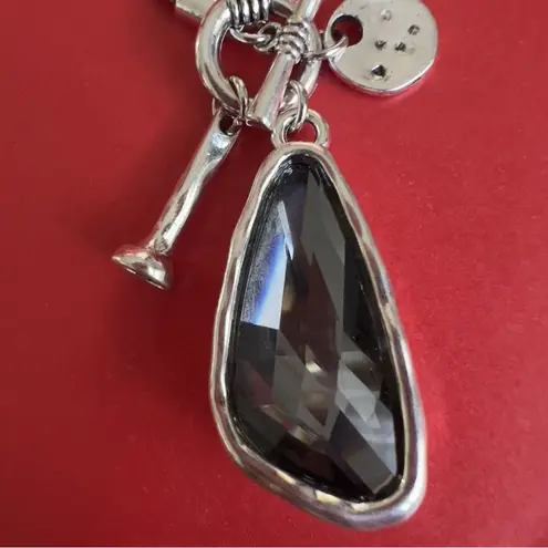 Silver 36" Long Faced Cristal Sweater
Necklace Black