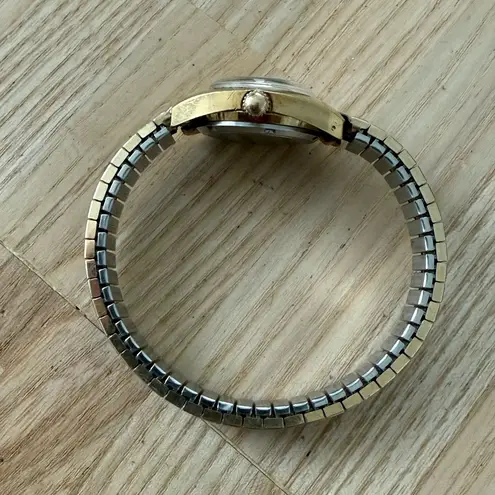 Bulova Automatic Gold Rare Vintage Ladies Watch Two-Tone Stretch Bracelet Works