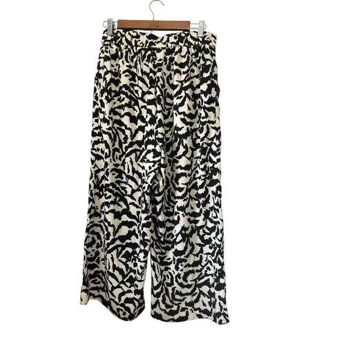 Eliane Rose Black White Abstract Print Wide Leg Cropped Pants Women's M