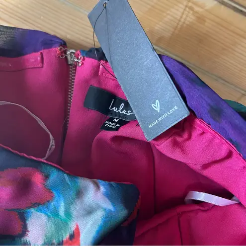 Lulus Uncommon Aesthetic Black Floral Strapless Bodycon Midi Dress Red Size M