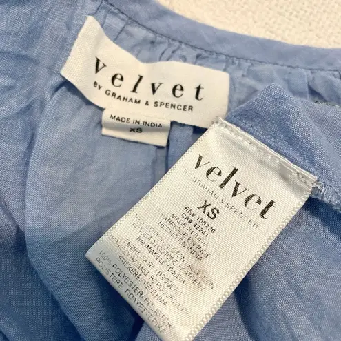 Velvet by Graham Spencer Martha neon floral embroidered blouse XS TB 4707 Blue