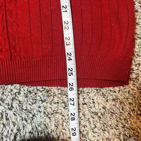 Alfred Dunner Knit Top Cable Knit Short Sleeve Casual Red Sweater 1X