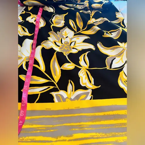 Phase 7 Seven sleeveless sheath dress size 10 Yellow Black floral midi EUC