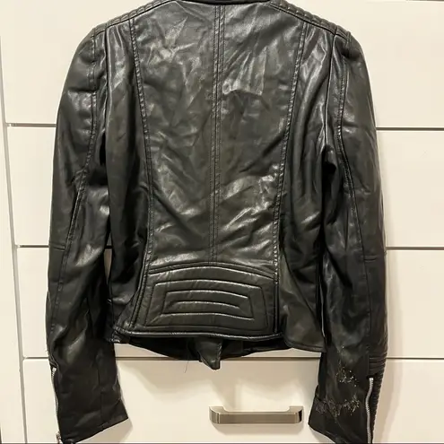 ZARA  TRF Black Moto Leather Jacket