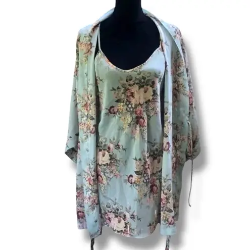 Victoria's Secret VTG 80s  Gold Crown Label Satin Kimono Robe & Nightgown LARGE