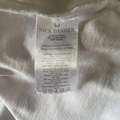 Nick Danger ND women's size small white quarter snap short sleeve polo shirt