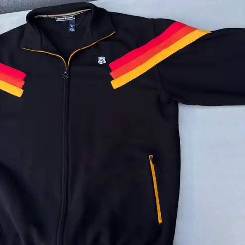 Rocawear Vintage Striped Black Red Track Zip Up Jacket