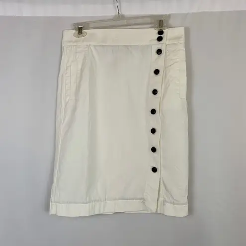 BLDWN Wednesday Optic White Skirt Button Front Pockets Cotton Linen Blend Size L