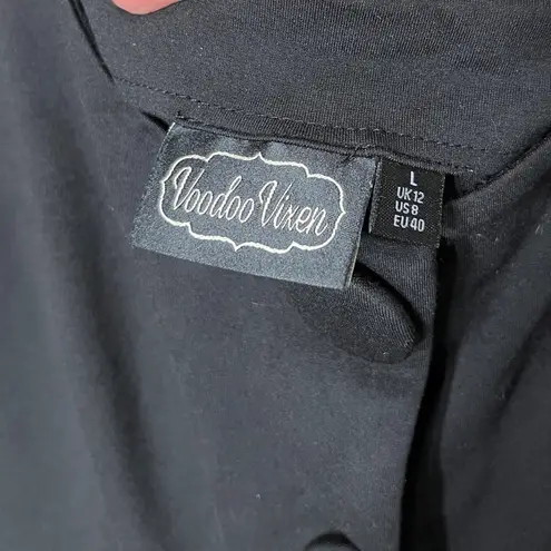 Voodoo Vixen Black Flutter Sleeve Button Front Tie Back Cutout Dress Size L Size L