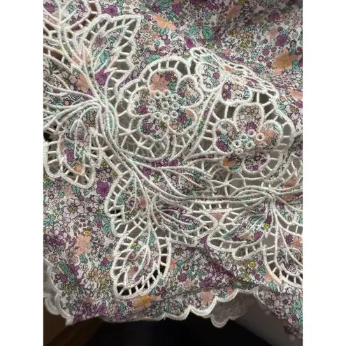 Zimmermann Women’s Carnaby Frill Short Linen Dress – Lilac Ditsy AU 0 US 4 New Purple