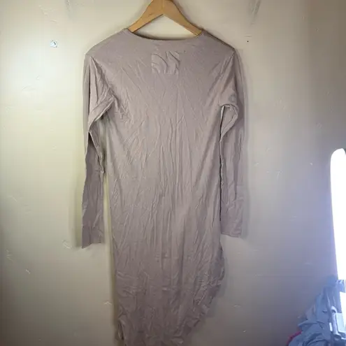 Frank & Eileen High Low Long Sleeve Cotton Dark Beige Size XS Tee FLAW