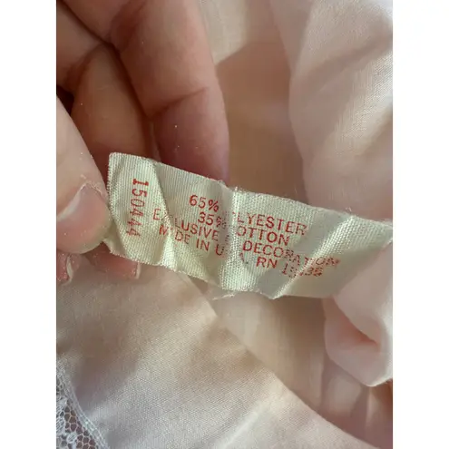 Vintage 60s Gilead Pale Pink Nightgown Embroidered Bodice Lace Accent Womens L Size L