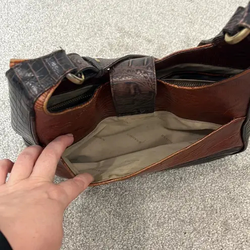 Brahmin Melbourne Maggie Cognac Brown Crocodile Hobo Leather Shoulder Bag