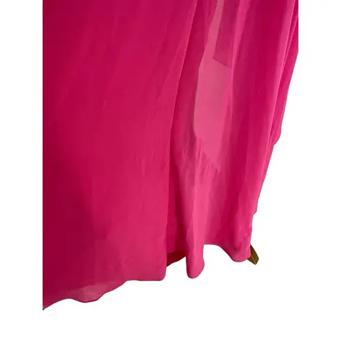 Cache  Dress Womens 8 High Low Chiffon Pink Pleated Cutout Evening Prom Y2K