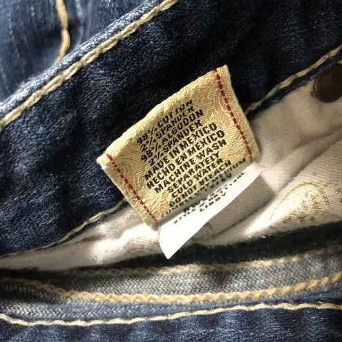 BKE Denim Libby Stretch Bootcut Jeans Womens Distressed Dark Wash Size 26 x 33.5