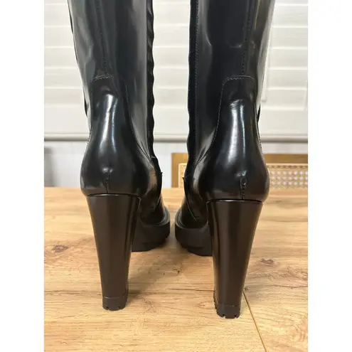 All Saints London Harlem Leather Knee High Black Boots Size 6 NWOB Sleek Edgy