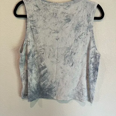 Lululemon  Train To Be Tank White Luna Blue Tye Dye Mesh Yoga Workout size 10