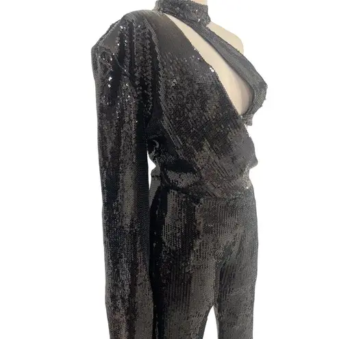 David Koma Asymmetric Bra Sequin Jumpsuit in Black 6 New Womens Dressy Outfit