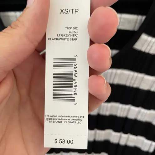 Tahari Women’s XS Top Sweater Short Sleeve Ribbed Scoop Neck Sweater Top NWT