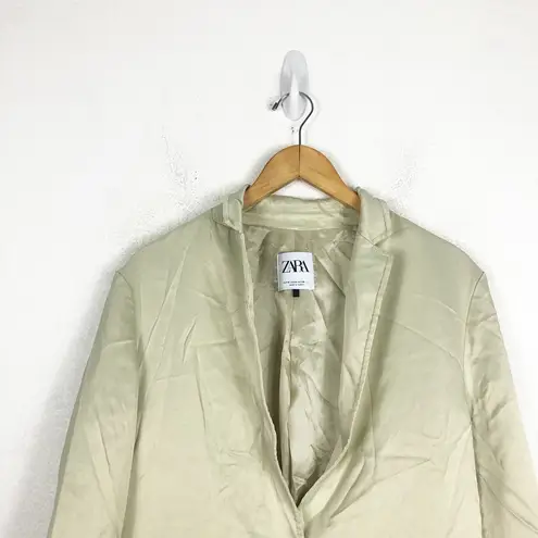 ZARA  Satin Blazer Sea Green Size Medium 2010/734/ 512 Oversized