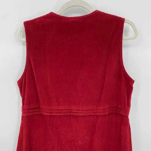 Vintage MATCH Jumper Maxi Dress Women M Red Cotton Corduroy Button Front Holiday Size M