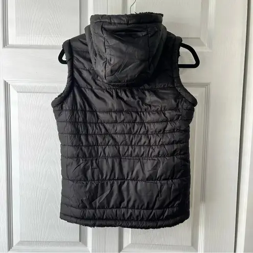 Avalanche  Wear Lined Puffer Hooded Vest Zipper Front Chin Guard Womens Black Sm