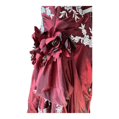 Burgandy Ball Gown Sweetheart Beading Long Taffeta Quinceanera Dress size Medium
